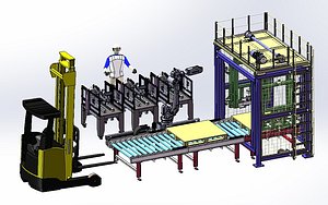 Automatic Robotic Palletizer with Pallet Stacker 3D CAD Model 3D