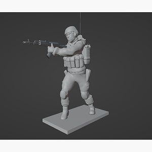 3D Figure of a soldier with walkie-talkie and AK stl