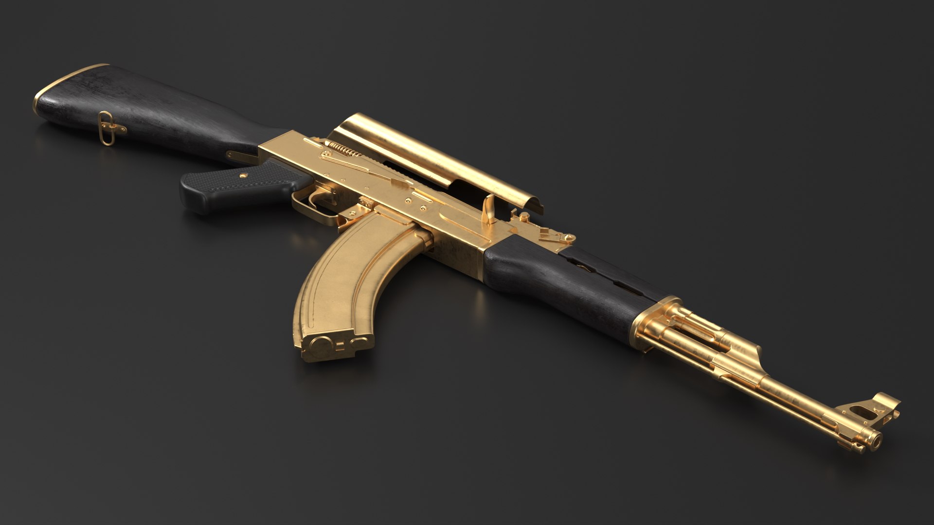 3D AK 47 Assembled Gold And Ebony - TurboSquid 2388722