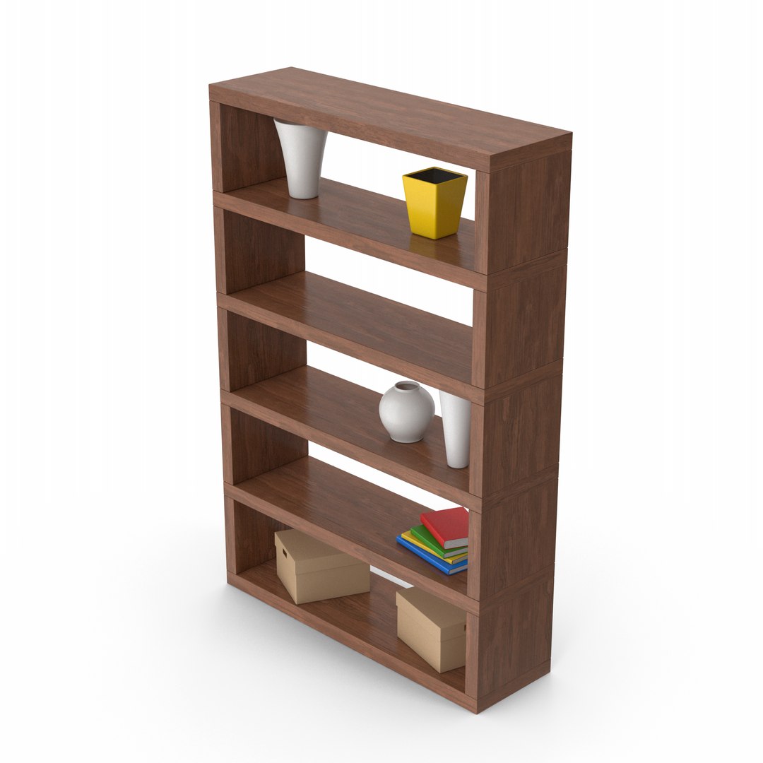 3D Shelf Set Dark Wood - TurboSquid 1832212