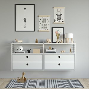 children chest drawers string 3D model