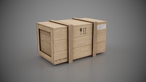 Medium wooden box low-poly 3d model 3D model