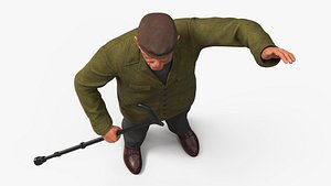 Waving Old Man with Stick