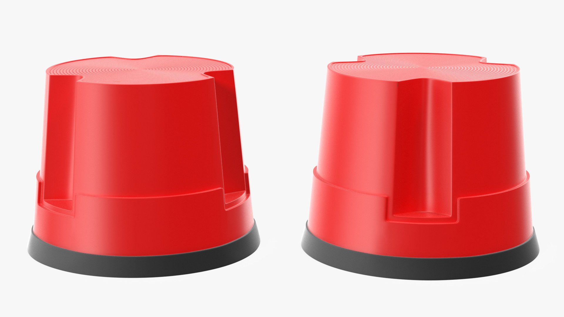 Mobile Kick Stool Plastic Red 3D model preview