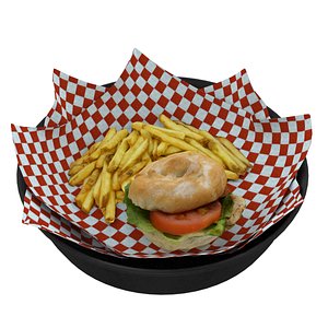 burger-with-fries vr ar 3D model