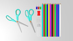 school supplies 3d model