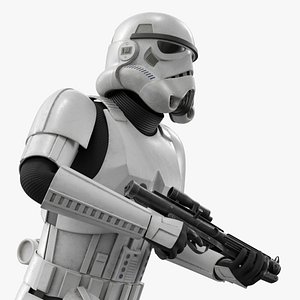 Star Wars Imperial Stormtrooper Running with Blaster Dirty Armor 3D