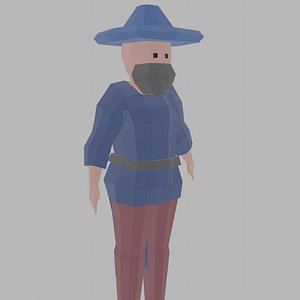 3D Low Poly Wizard Rigged 3 model