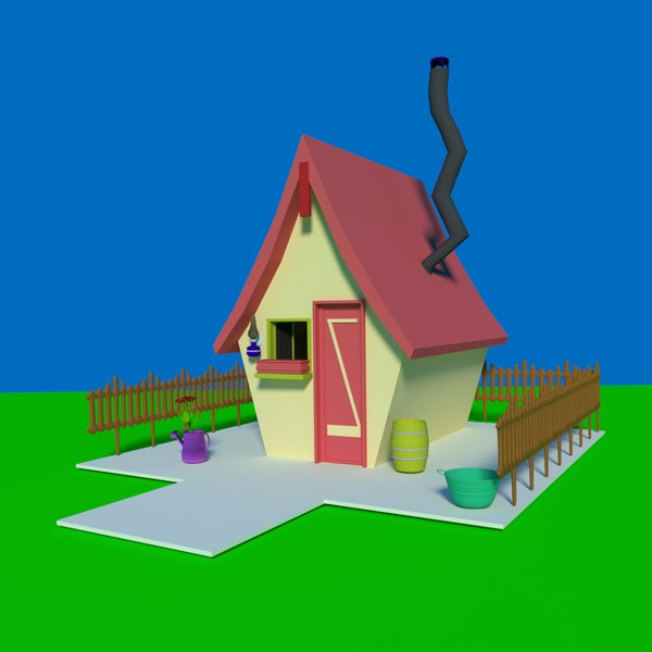 cartoon village house 3d 3ds
