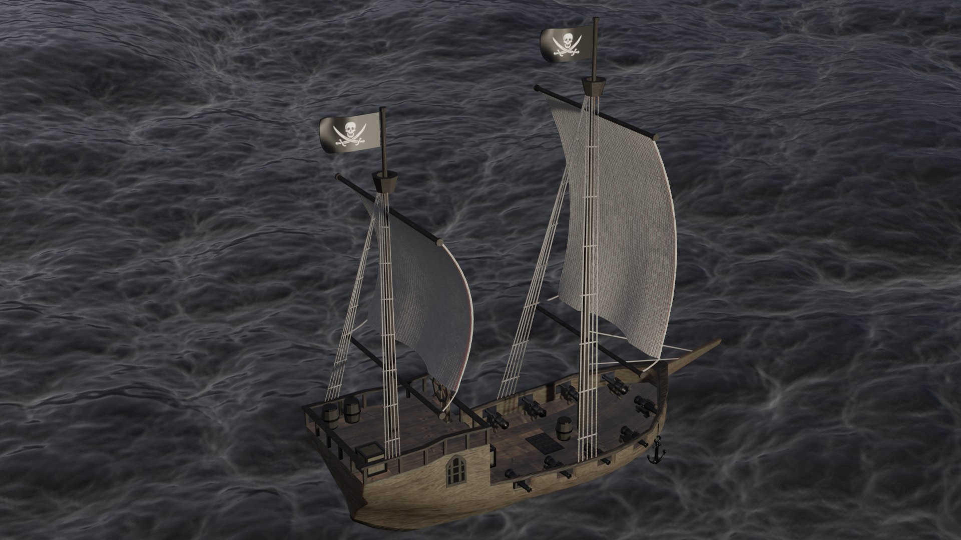 3d Pirate Galleon Ship - Pbr 3d Model Low Poly - Turbosquid 1844801