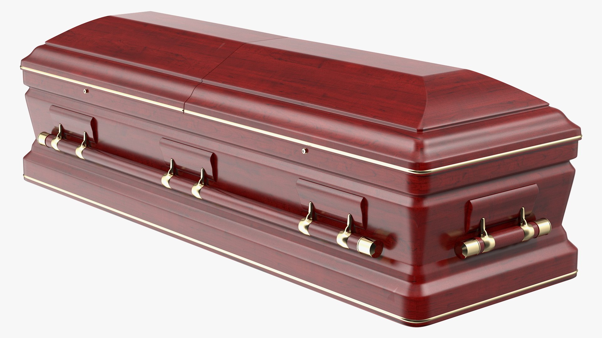 Classic Design Wooden Funeral Casket 3D model preview
