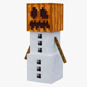 3D Minecraft Snow Golem Rigged 3D Model Game Ready 4K PBR