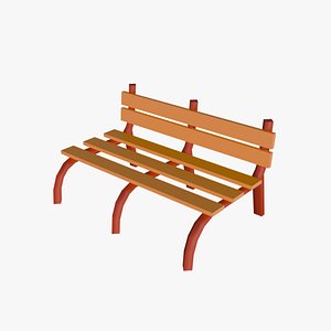 low poly park chair 3D