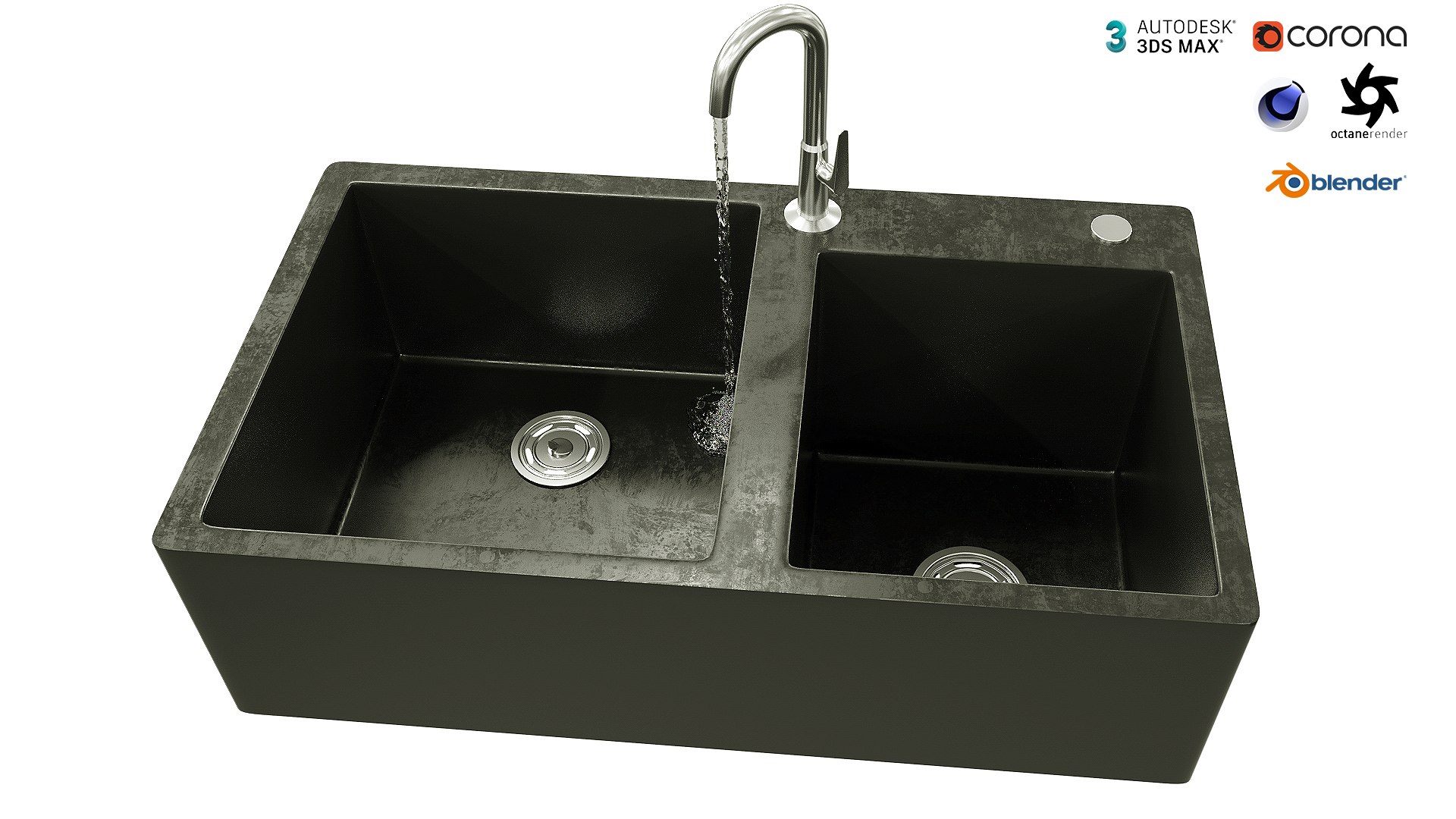 Double Bowl Sink 3D Model TurboSquid 2049350