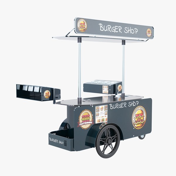 Mobile Food Cart Burger Shop 3D model