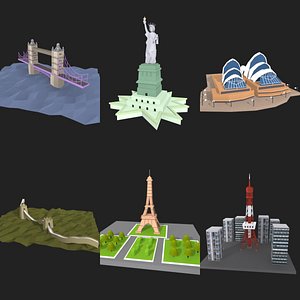low poly landmark collection