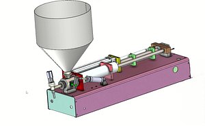 Semi-Automatic Pneumatic Paste Filling Machine 3D CAD Model - Hopper Piston Filling Equipment
