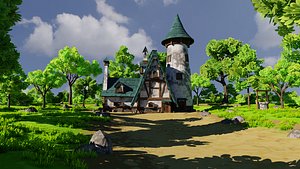 Medieval House 9 With Environment Low-poly