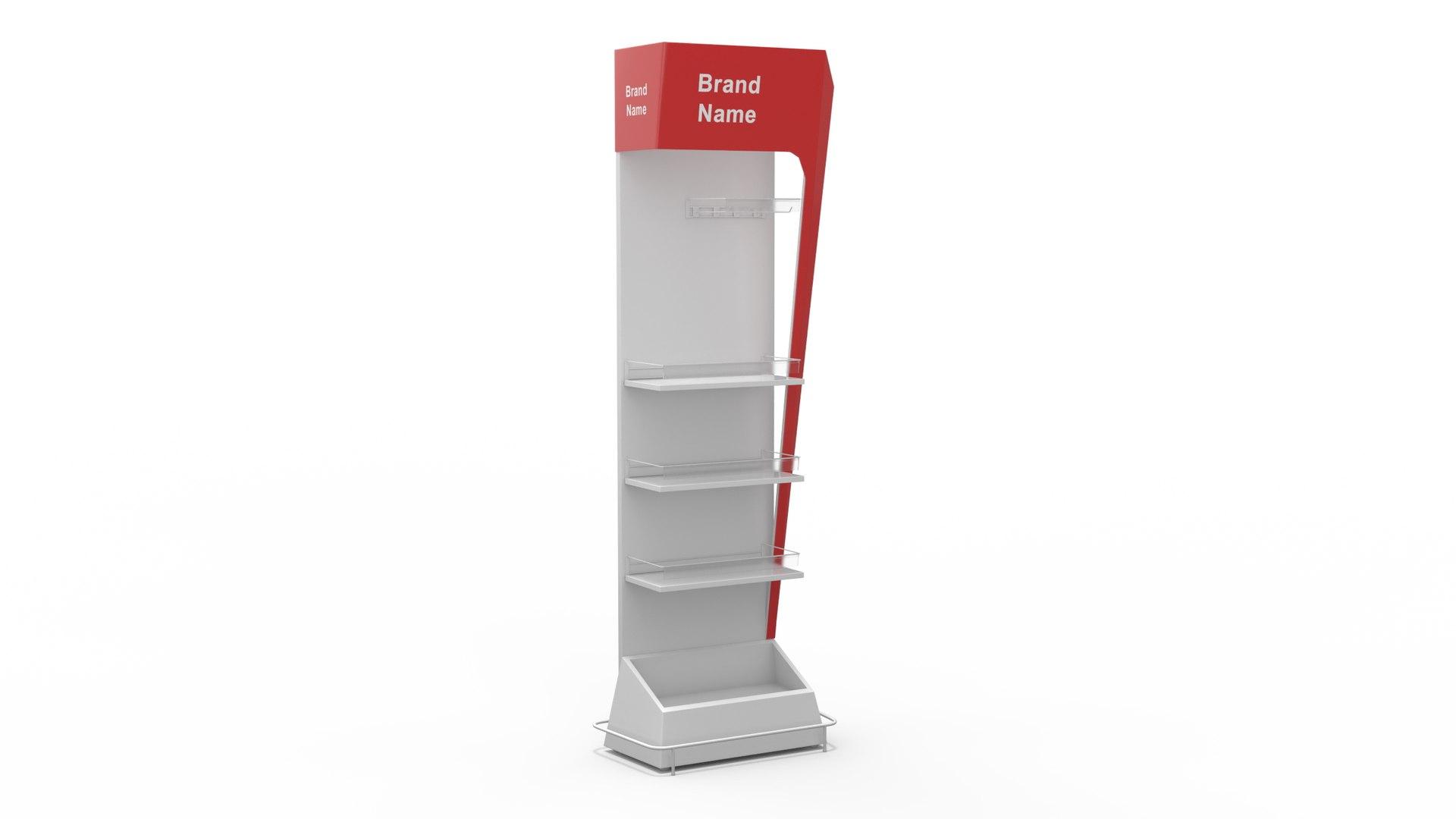 Retail White Red Display Stand Mockup 3D model preview