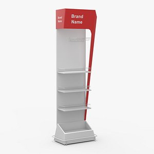 Retail White Red Display Stand Mockup 3D model
