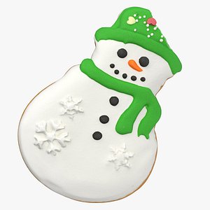 Snowman Gingerbread Cookie 01 Bitten 3D model