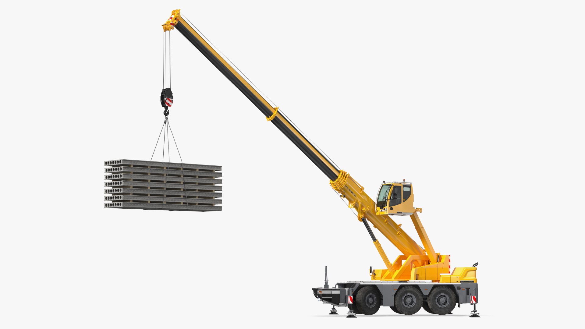 Mobile Crane Liebherr with Concrete Slab Rigged 3D model preview