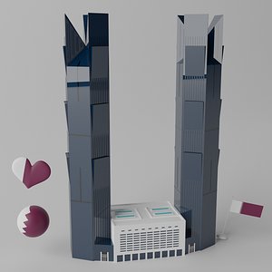 Palm Towers Qatar Doha Landmark 3D model