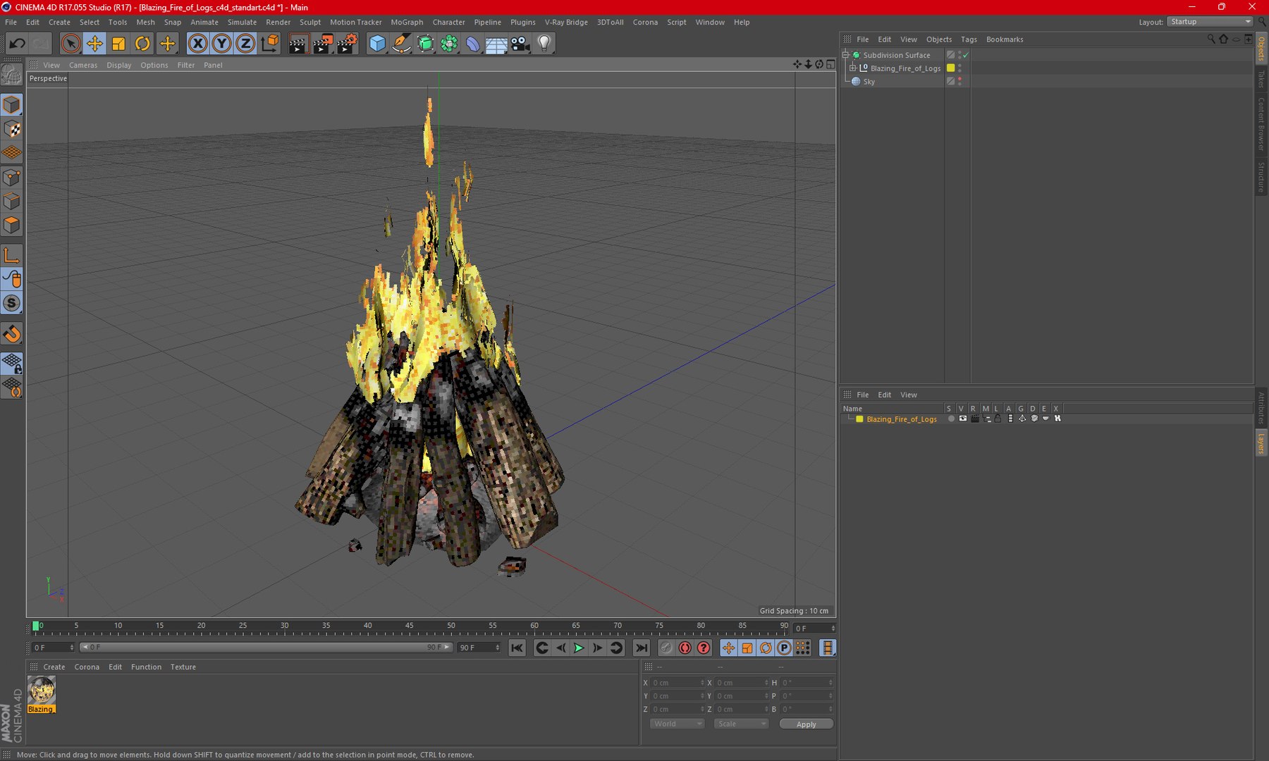 Blazing Fire of Logs 3D model preview