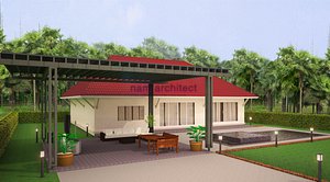 3ds max villa pool garden