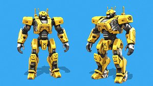 3D Cyberpunk Robot  YAR-600 PBR Low Poly 3D Model