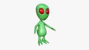 3D Cute Alien A02 Green Red - Simple - Character Design model