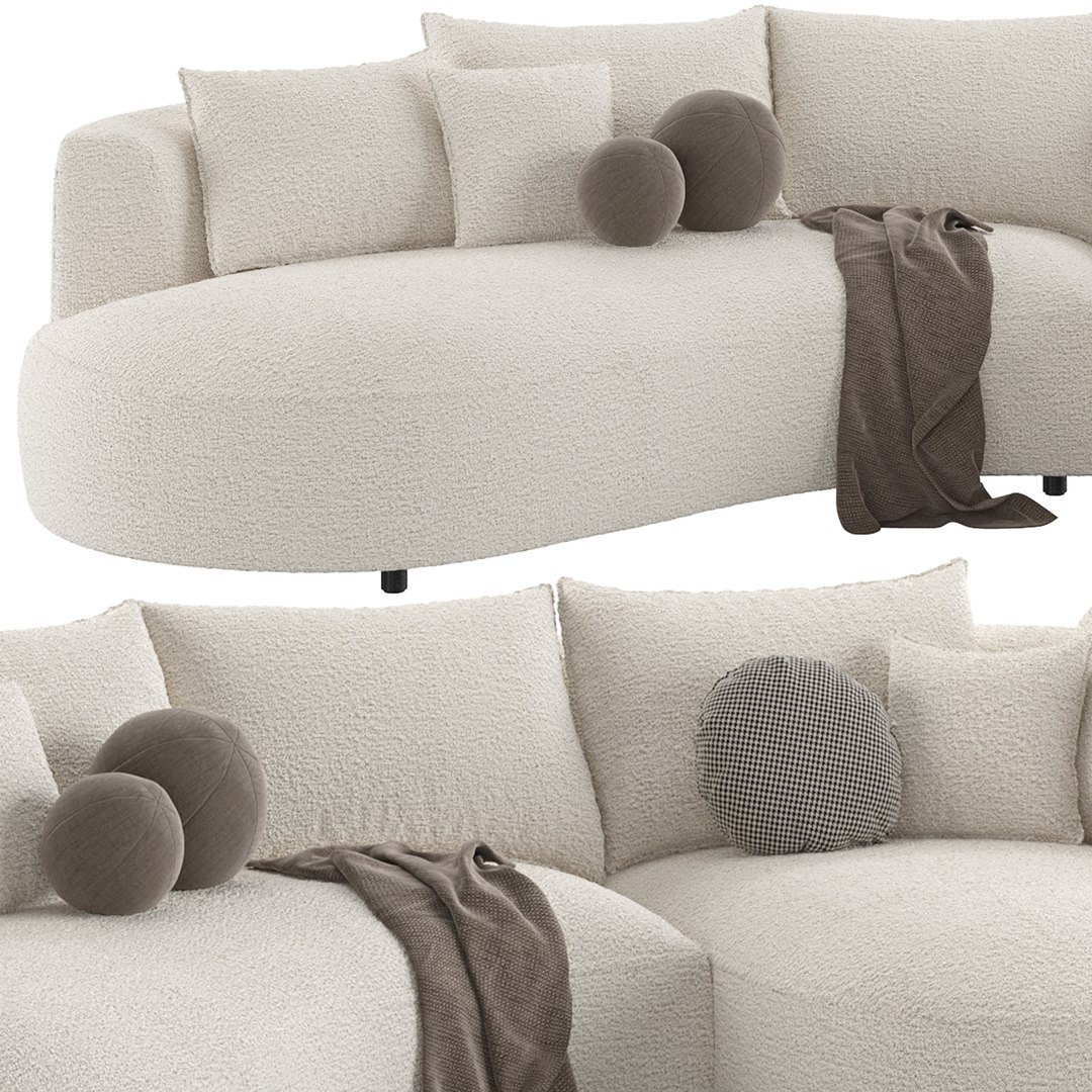 3D Modern Curved Cloud Sectional Sofa Model - TurboSquid 2199118