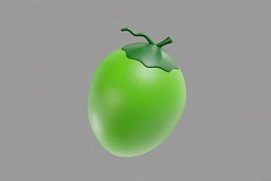 3D Green Coconut Cartoon