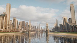 3D FANTASY ART DECO CITY SCENE WITH ALL THE ASSET model