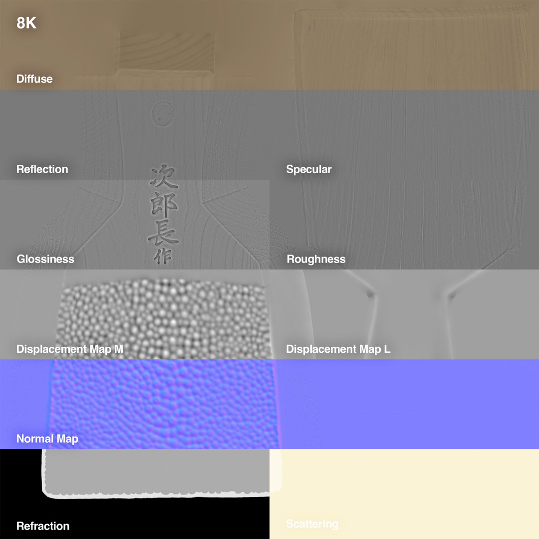 Sharkskin Wasabi Grater Set Japanese Horseradish 3D Model