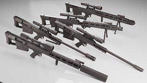3D Stylized M80 sniper -5 Variations Game Ready