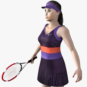 3d model realistic woman tennis player