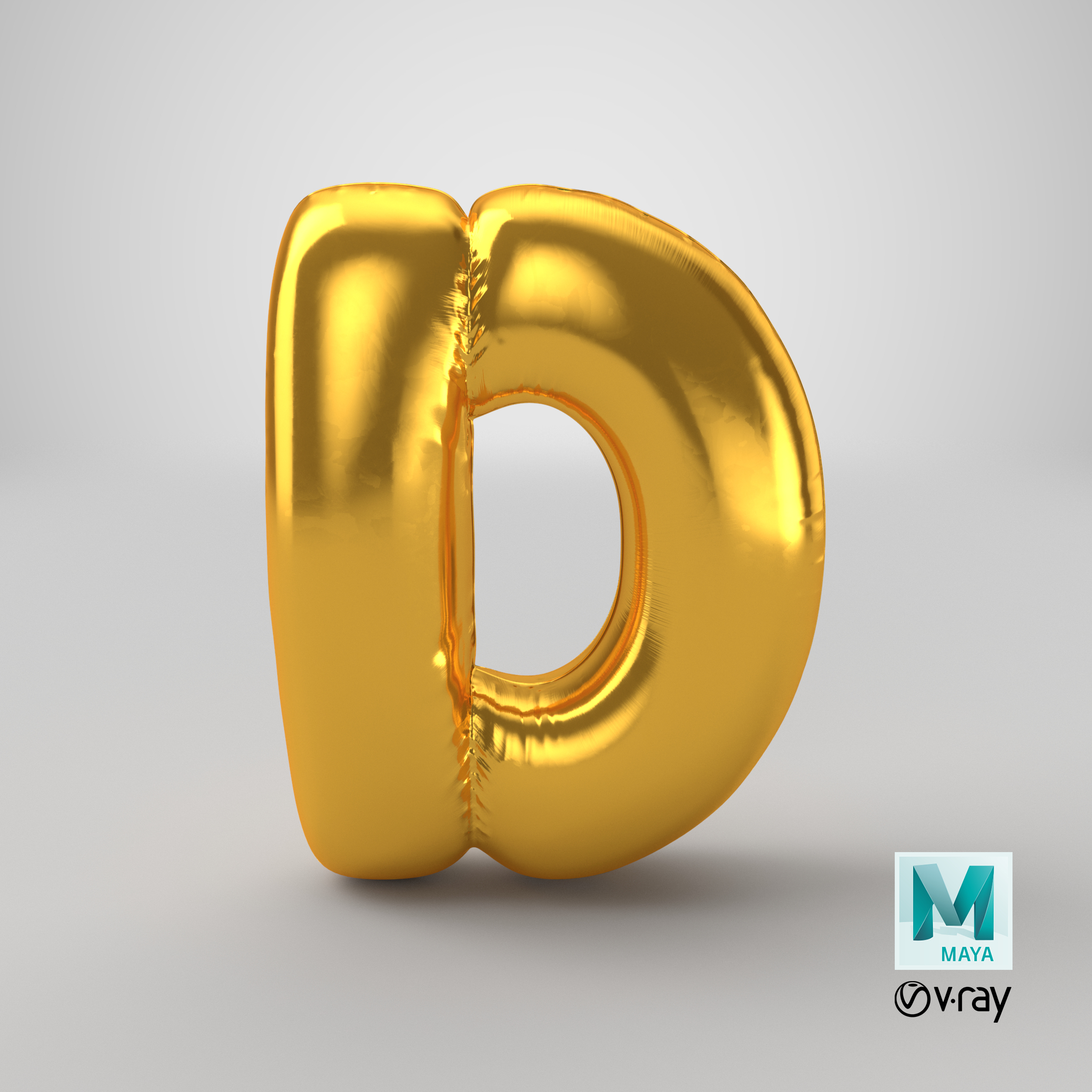 3D model foil balloon letter d - TurboSquid 1214767