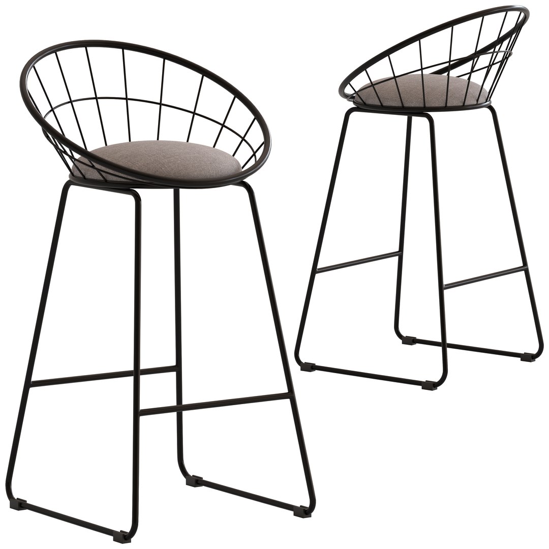 Dwell Home Black Nord Barstool model TurboSquid 2178774