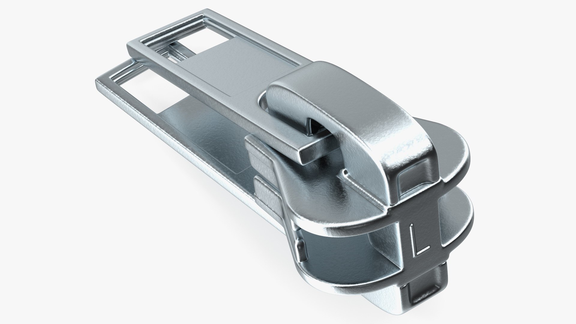 Two Sided Zipper Slider Metal 3D model preview