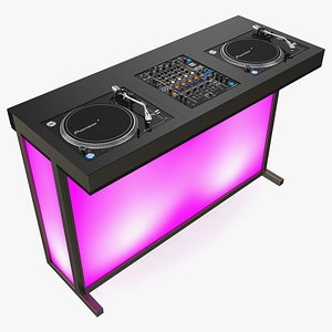 DJ Console with Mixer Pioneer and Purple Lighting model