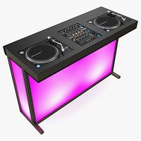 DJ Console with Mixer Pioneer and Purple Lighting