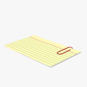 Index Card With Paper Clip 3D
