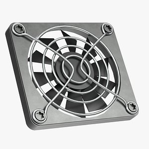 Cooling fan with grill and screws 3D