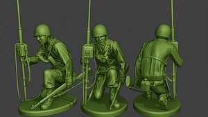 3D soldier ww2 engineer crouch2 model