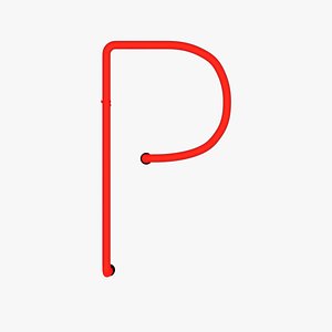 Neon Red Alphabet P 3D