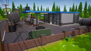 3D Stylized Low Poly FPS Map 2 - Gas Station