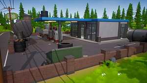 Stylized Low Poly FPS Map 2 - Gas Station