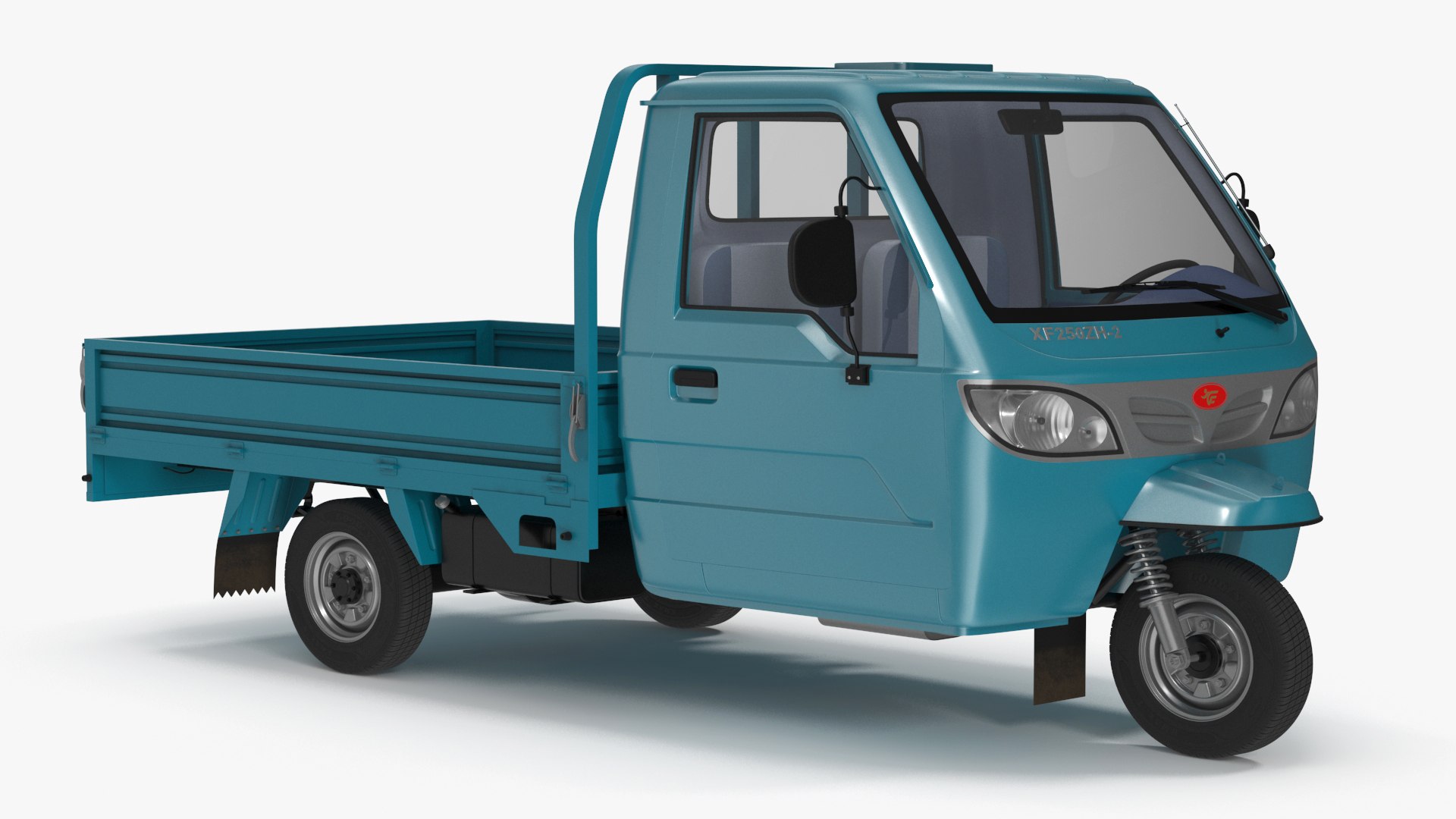 Asian Delivery Trike with Open Body Blue 3D model preview