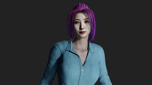 Ethereal Beauty Realistic 3D Model of a 23-Year-Old Chinese Girl in Vibrant Attire 3D model